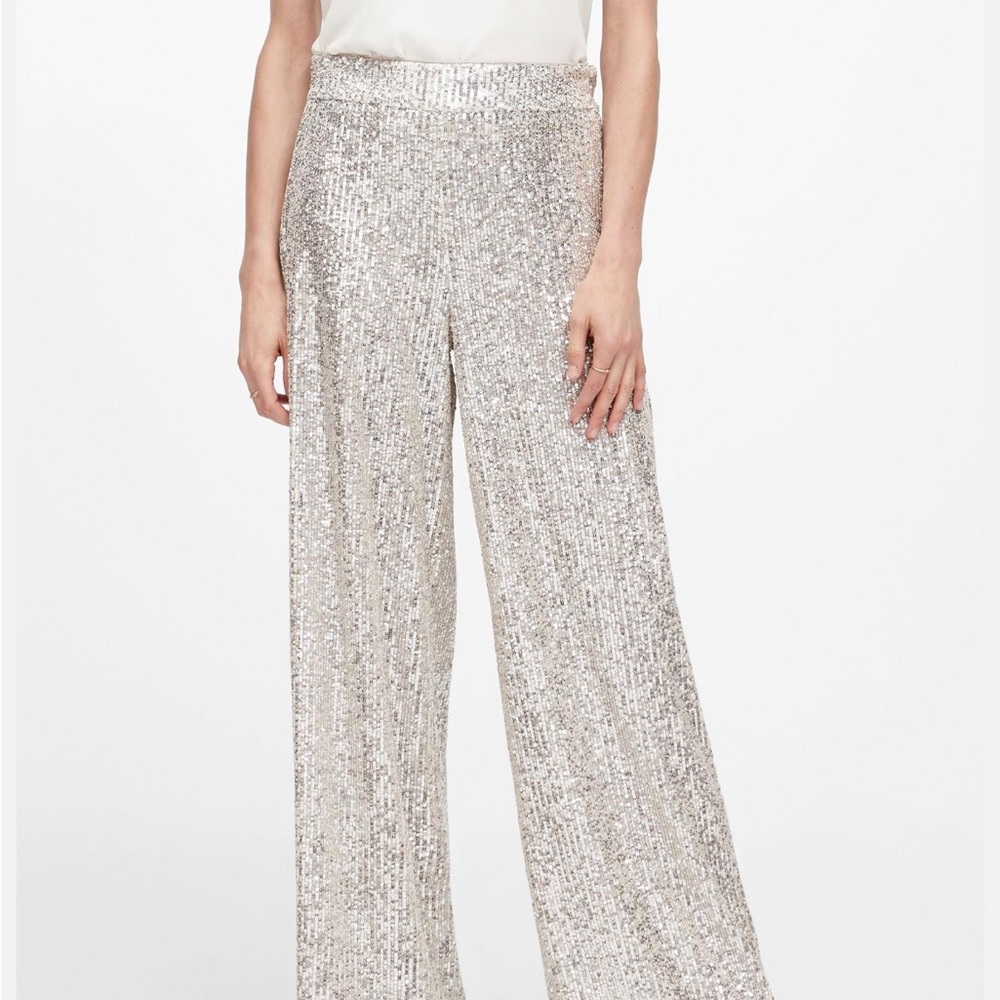 Rare Banana Republic Gold Sequin Lined Wide Leg Pant